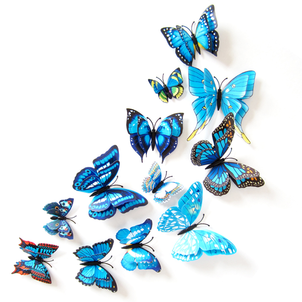 3D Schmetterlinge Blumen Wandtattoo Set - 12 Stück, Lila, Selbstklebend Für Wand & Fenster