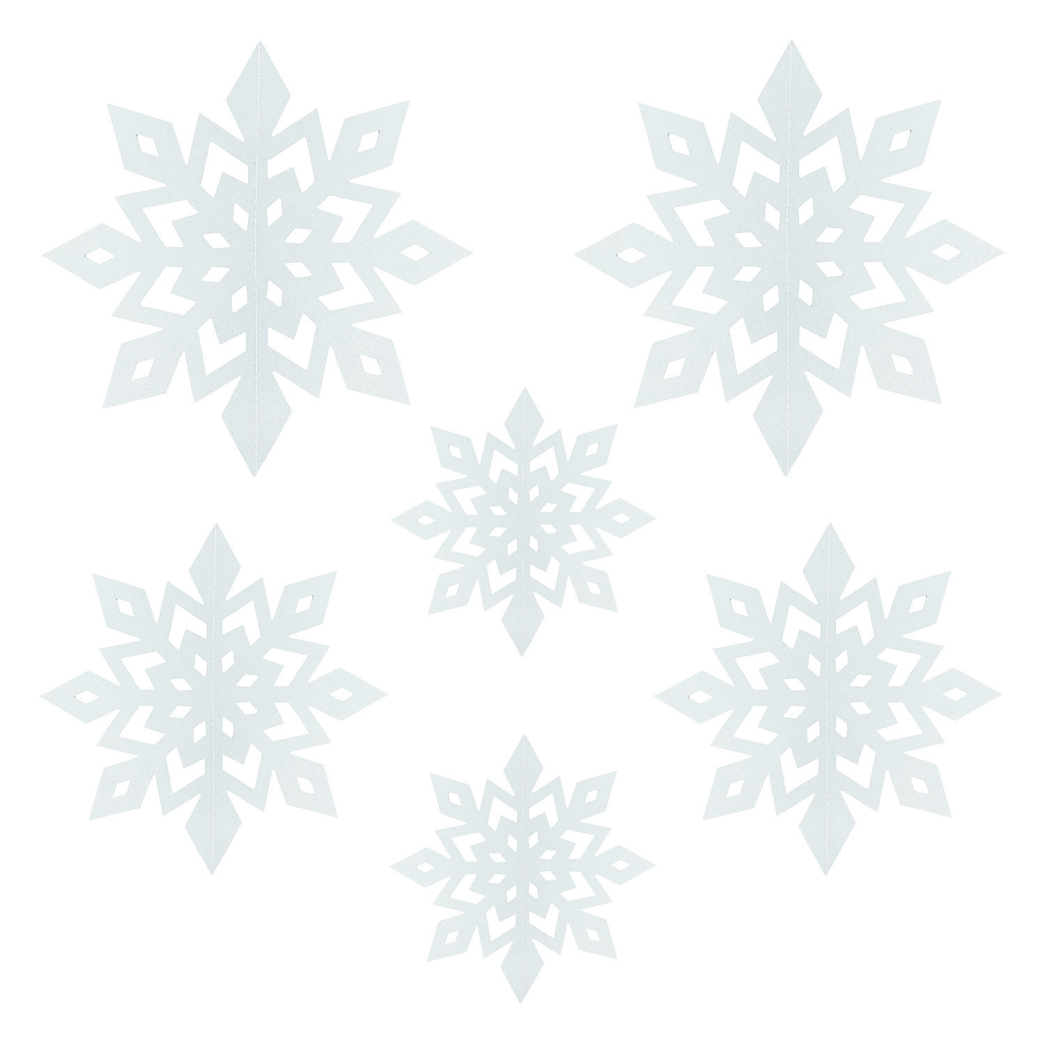 Oblique Unique 3D Schneeflocken-Deko: 6-teiliges Set In Irisierend, Größen 15-24 Cm – Winterliche Hangedeko Für Weihnachten