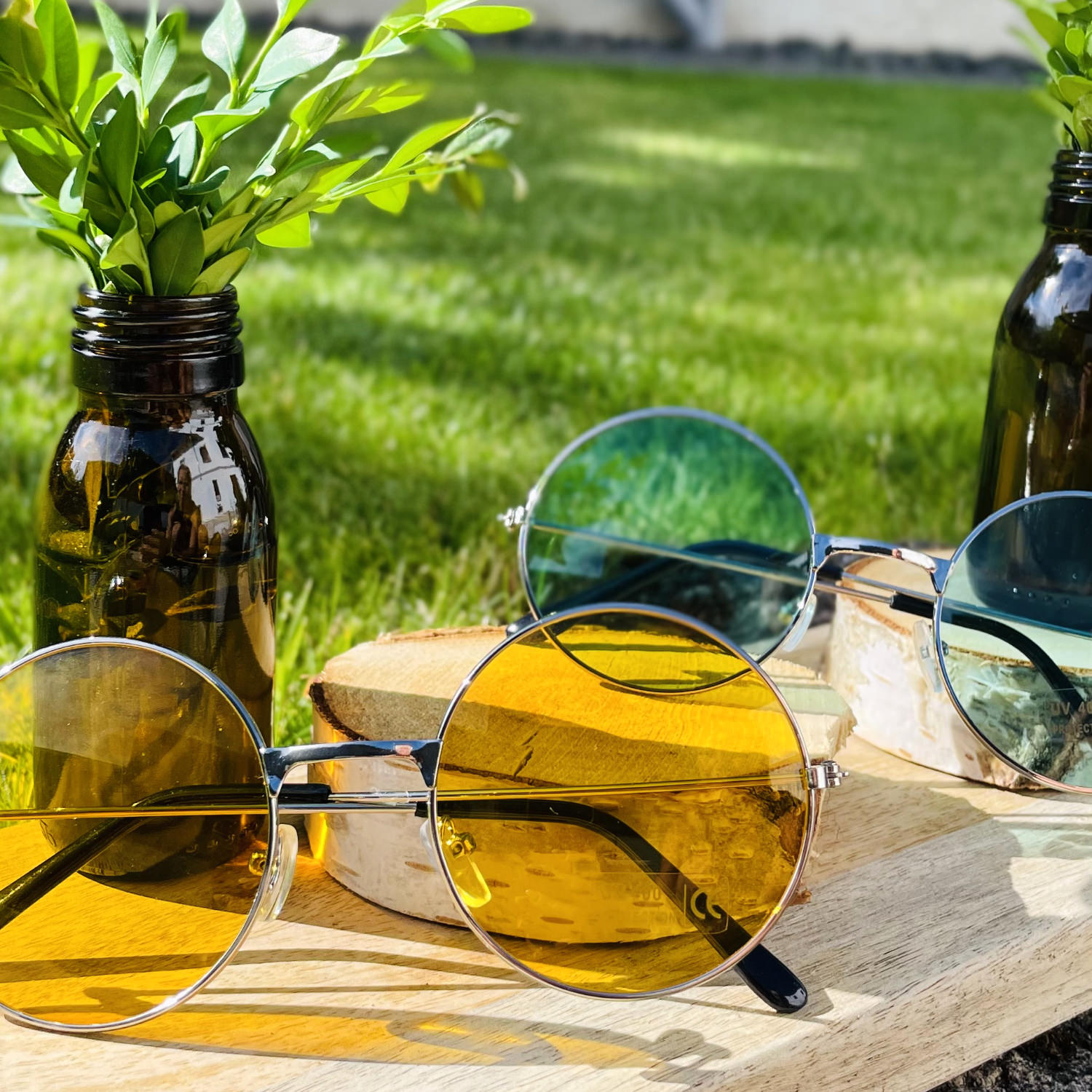 Produktbild von KGDUYC 3 PCS Daisy Runde Sonnenbrille, Partybrille Rund, Retro Brille Blumenform, Hippie-Sonnenbrille, Retro Partybrille, Brille Blume, Strandsonnenbrille, Blumen Partybrille, Für Strand Freien