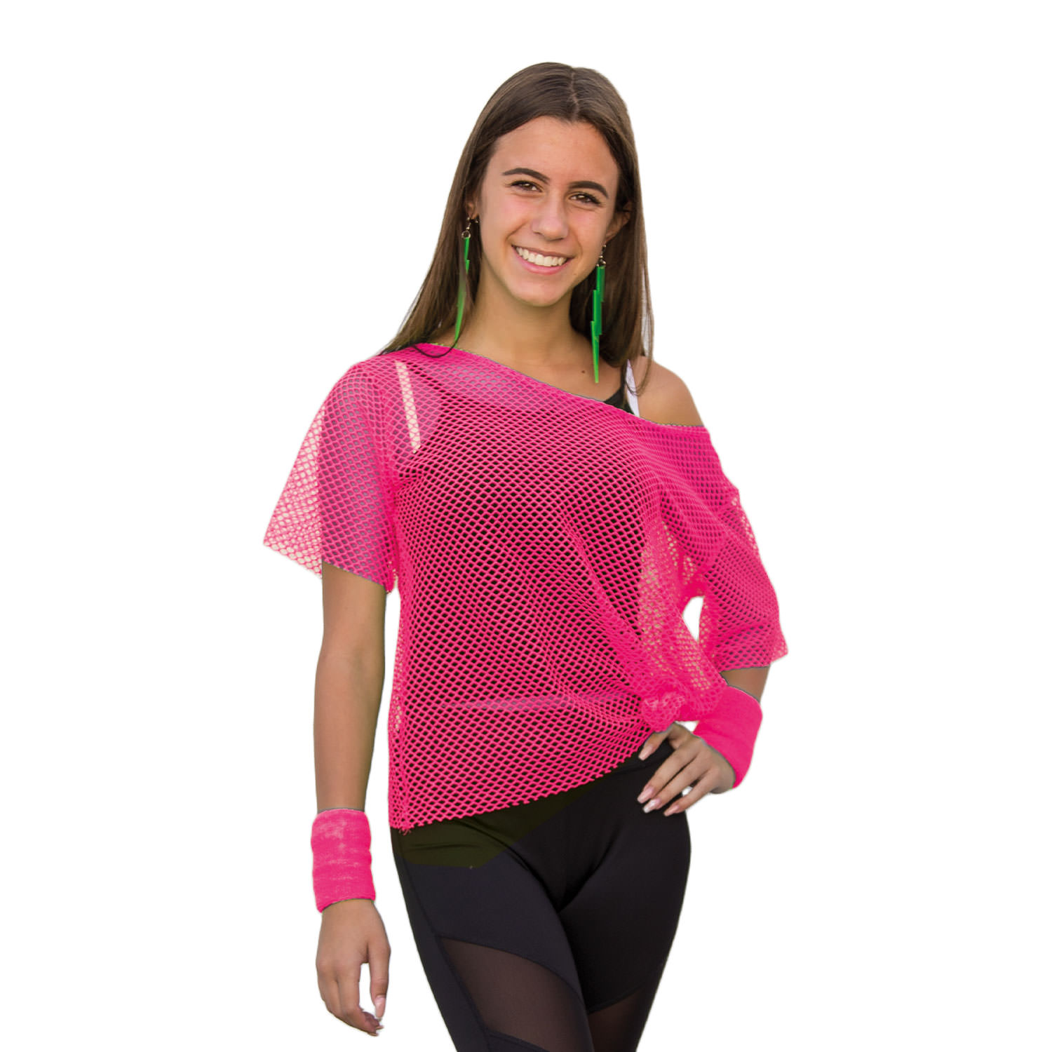 Stulpen Pink Kinder & Neon Fishnet Handschuhe – 80er Jahre Kostüm-Zubehör Für Mädchen, Party & Tanz
