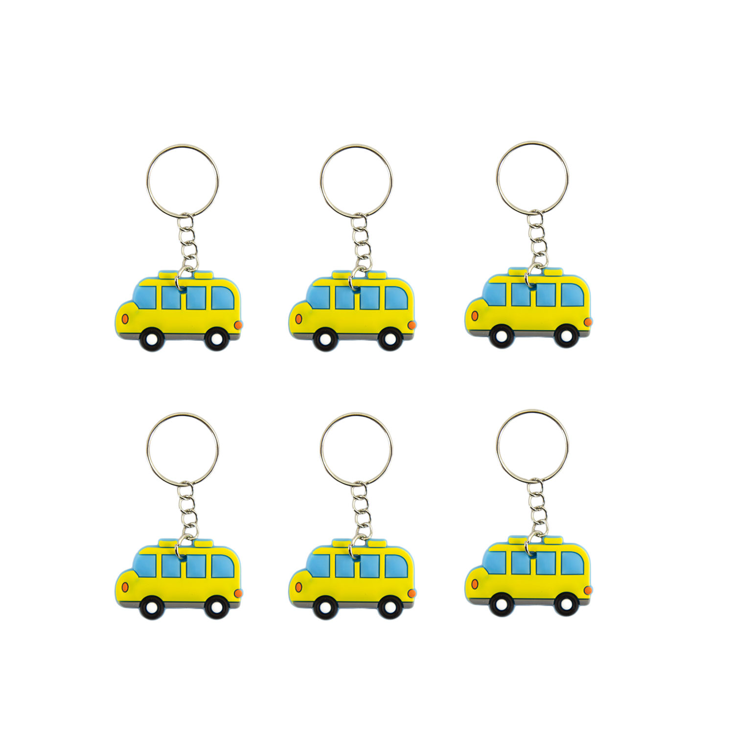 Oblique Unique 6er Schlüsselanhänger-Set – Autos, Busse & LKWs Als Mitgebsel Für Kinder